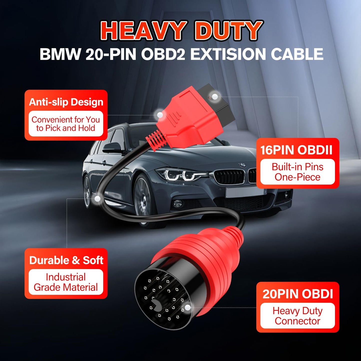 Autel 20-Pin to 16-Pin OBD2 BMW Adapter Cable – 2024