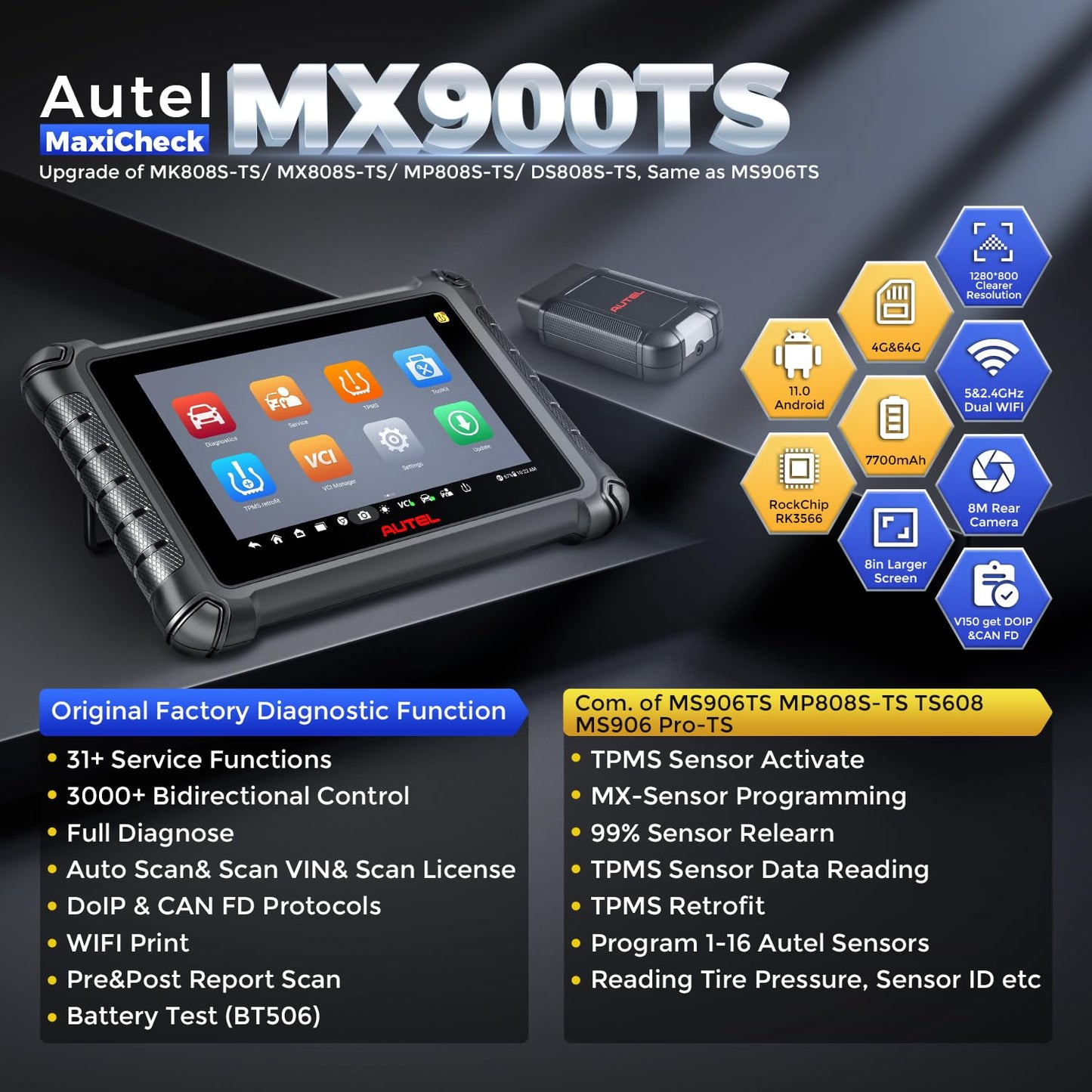 Autel MaxiCheck MX900TS 2025 TPMS & Diagnostic Scanner