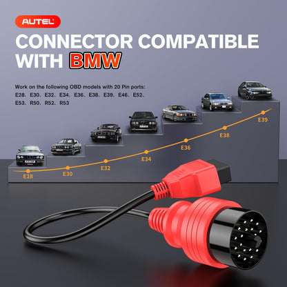 Autel 20-Pin to 16-Pin OBD2 BMW Adapter Cable – 2024