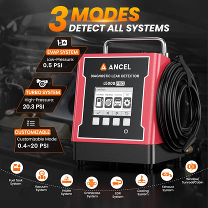 ANCEL L5000 PRO Smoke Machine Leak Detector with Pressure Decay & Vacuum Test
