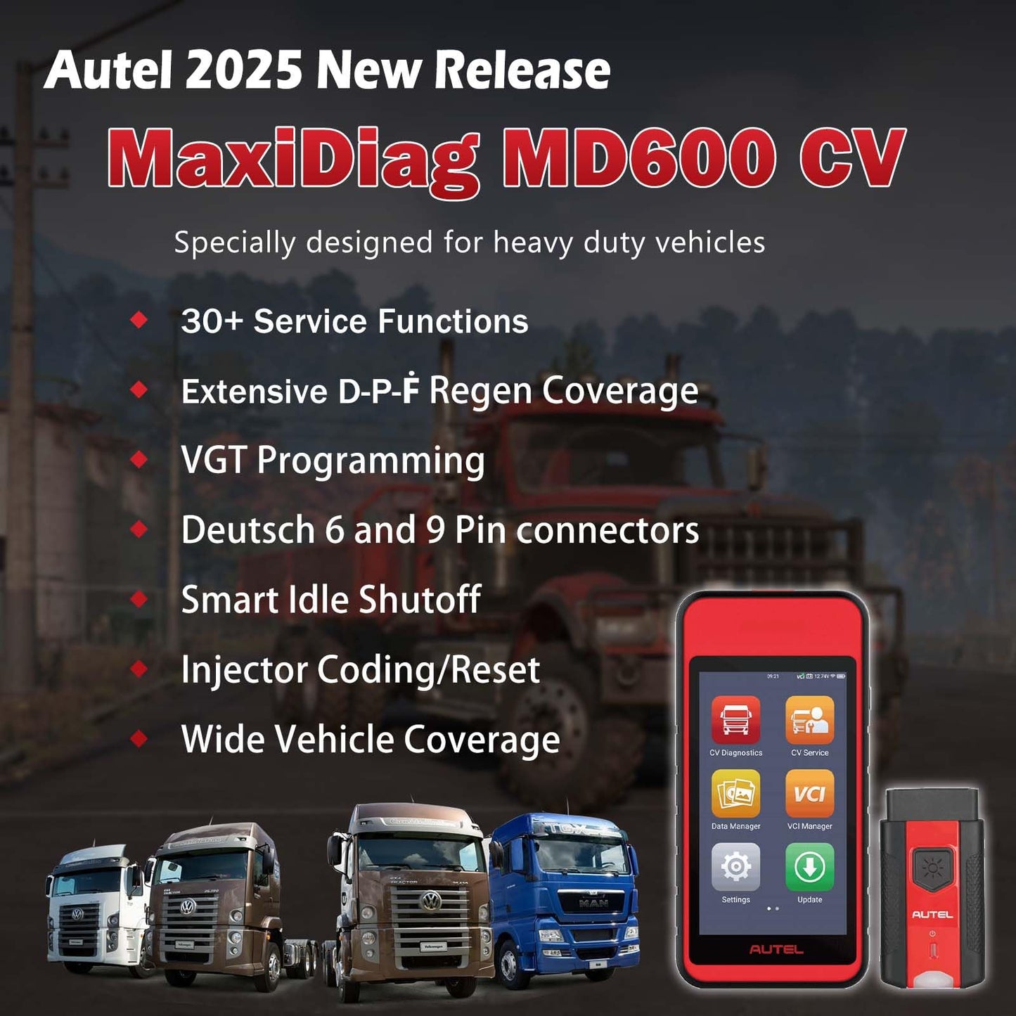 Autel MaxiDiag MD600CV Heavy Duty Truck Scanner – Diesel Diagnostic Tool