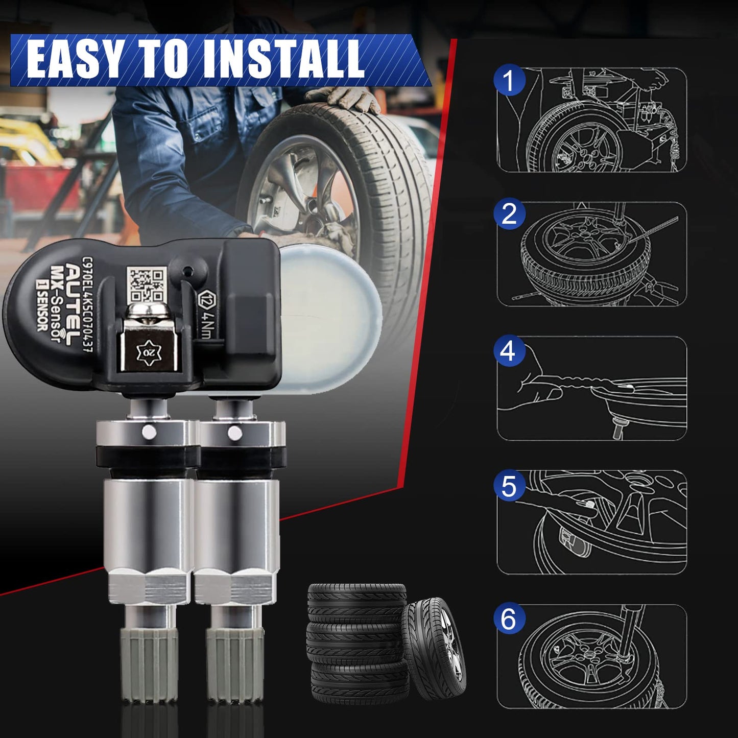 Autel MX-Sensor TPMS 2-in-1 Tire Pressure Sensors (4PCS)