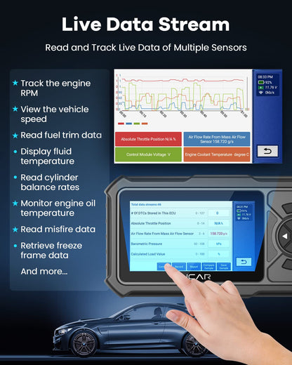 MUCAR CDE900 PRO OBD2 Scanner with Add-on Software & 5" Touchscreen
