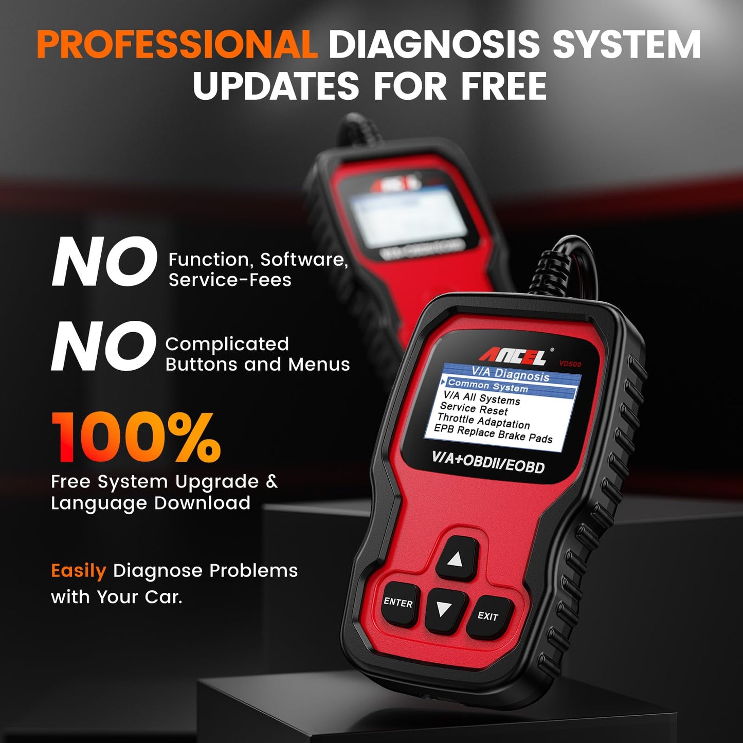 Ancel VD500 OBD2 Scanner for VW Audi Skoda Seat | EPB ABS SRS Reset