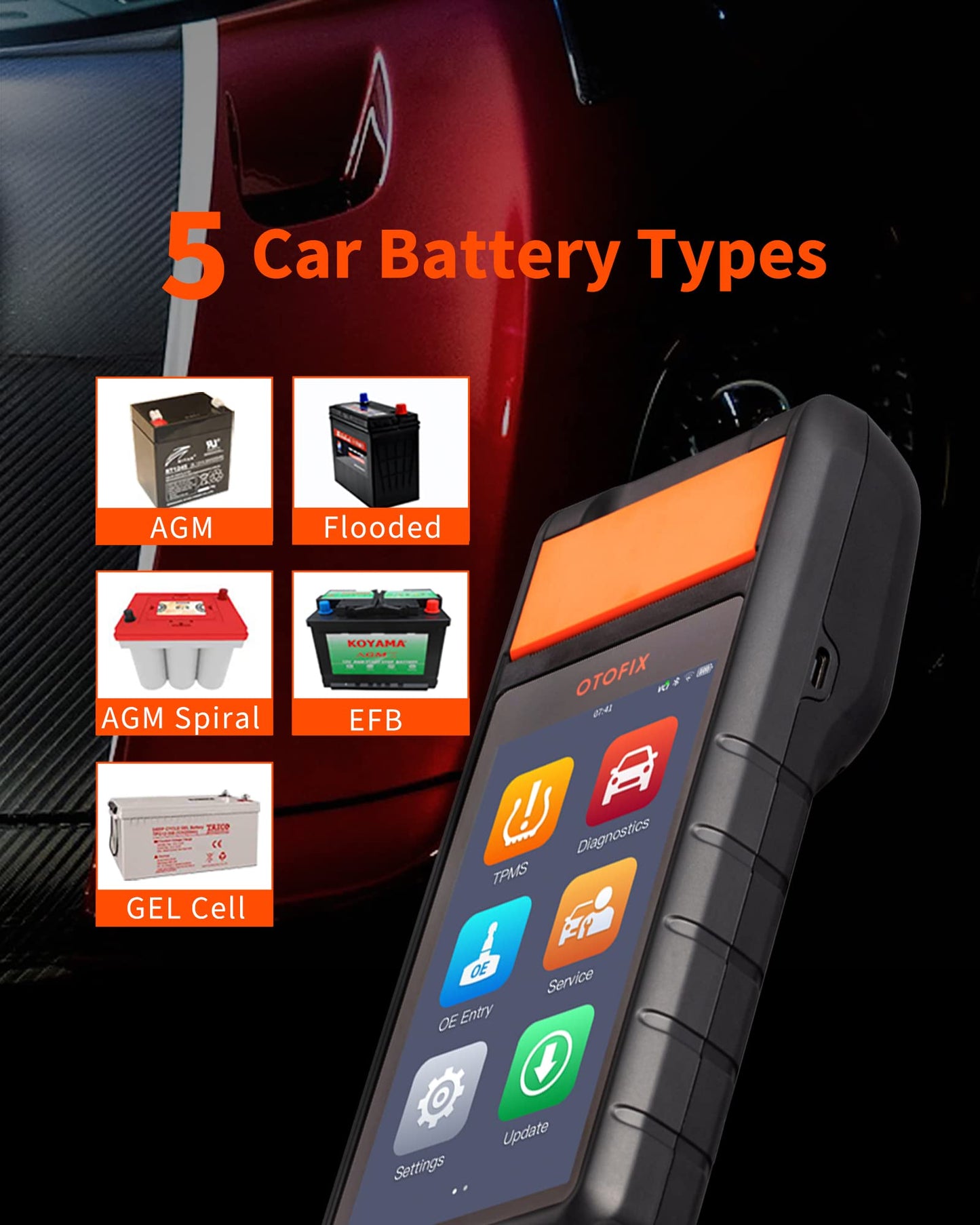 OTOFIX BT1 Battery Tester & Diagnostic Scanner with Printer & VCI