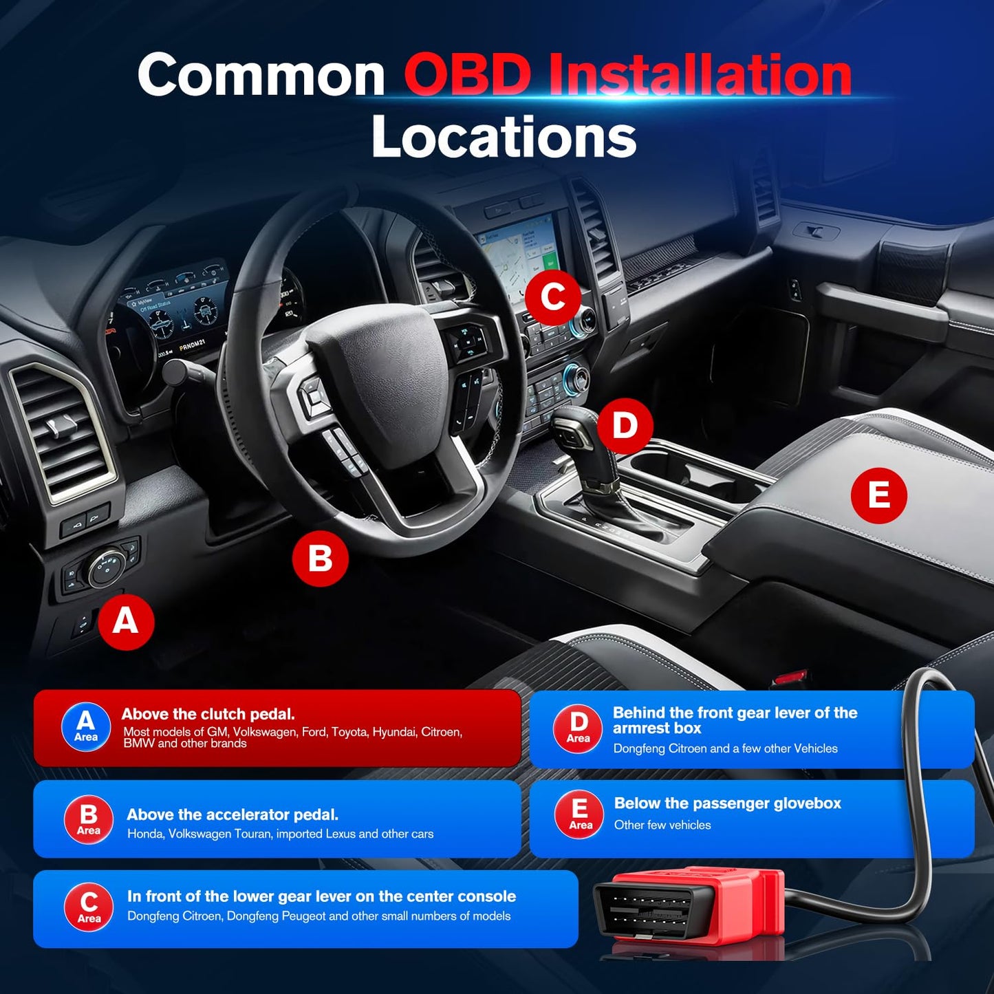 Autel 10ft OBD2 Extension Cable – 16 Pin OBD II Diagnostic Extender