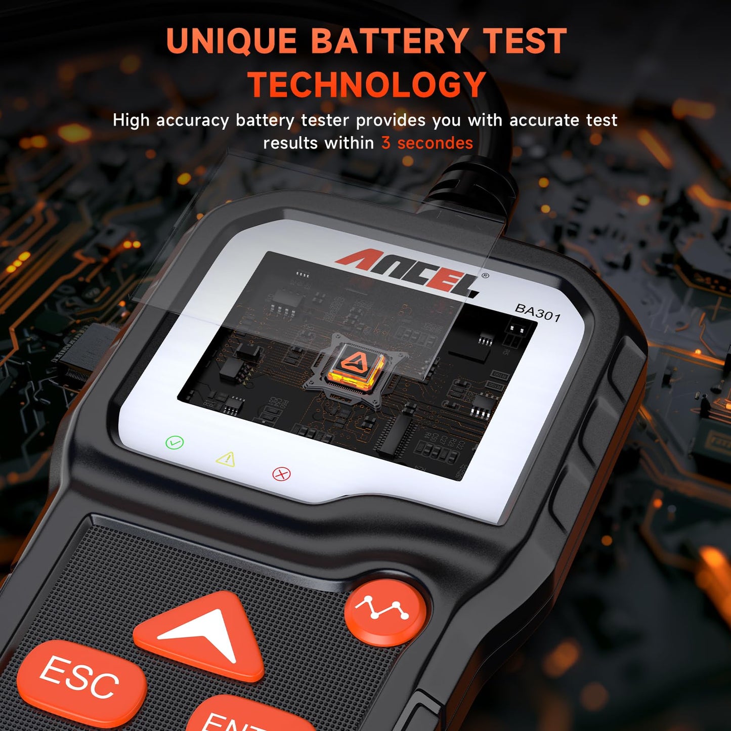 ANCEL BA301 6V & 12V Car Battery Tester with Cranking & Charging System Test