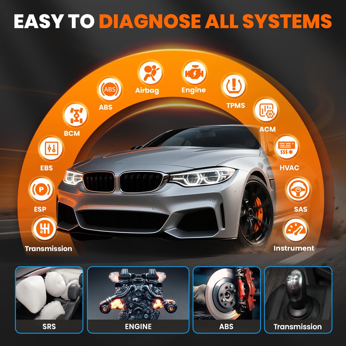 ANCEL FX6100 OBD2 Scanner with Bidirectional Active Test & 15+ Reset Services