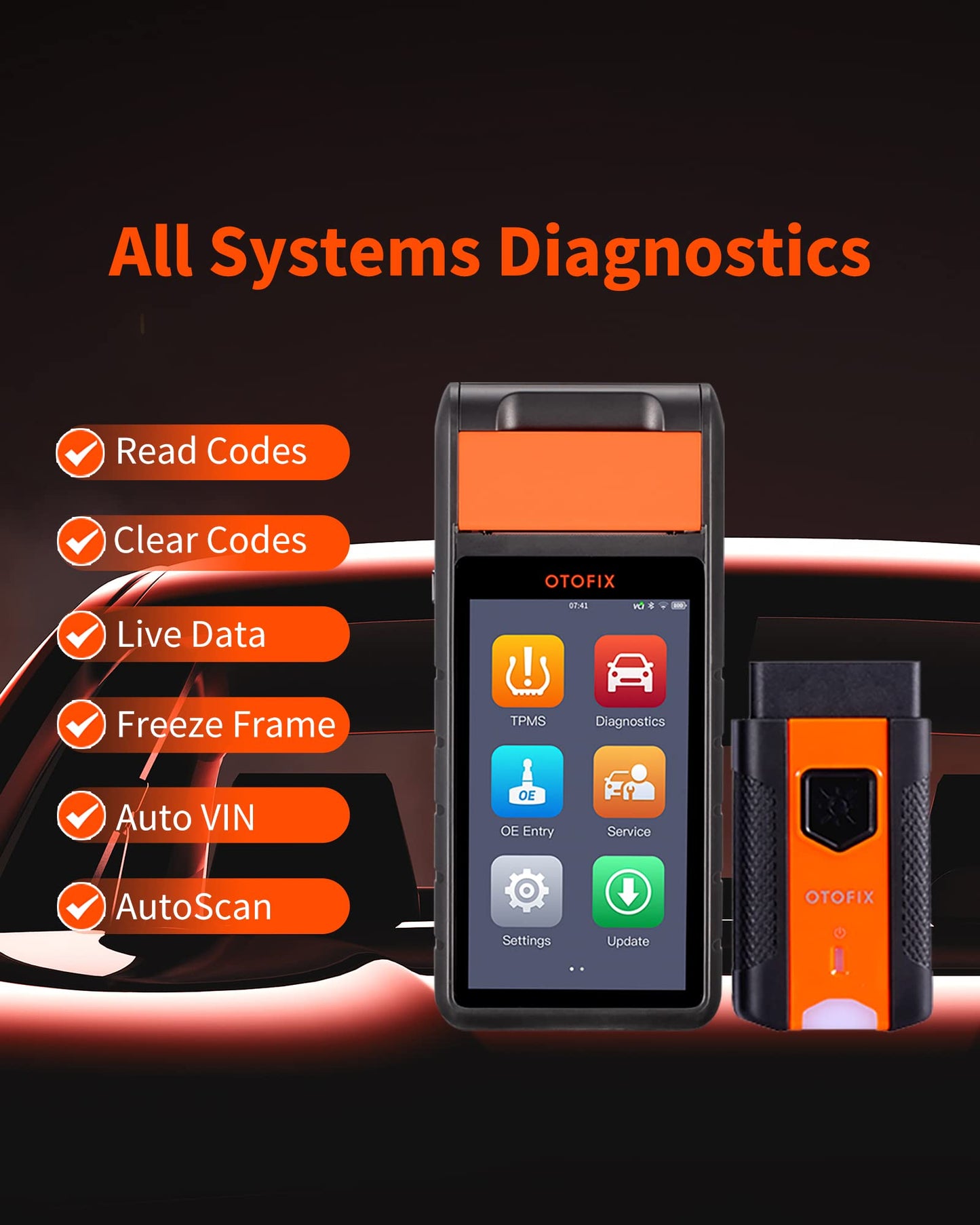 OTOFIX BT1 Battery Tester & Diagnostic Scanner with Printer & VCI