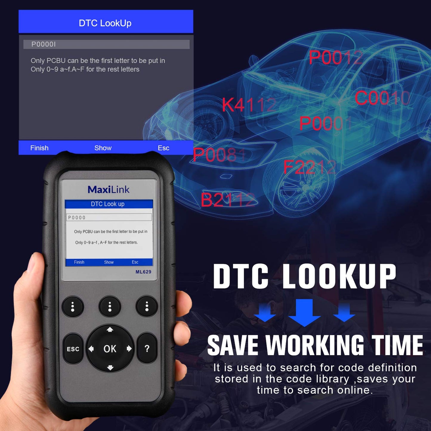 Autel MaxiLink ML629 OBD2 Scanner for ABS, SRS, Engine & Trans