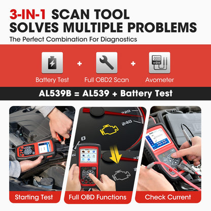 Autel AL539B OBD2 Scanner & Battery Tester 3-in-1 Tool