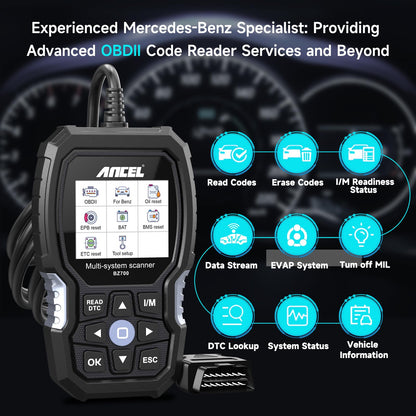 ANCEL BZ700 Mercedes OBD2 Scanner with Full System Diagnostics