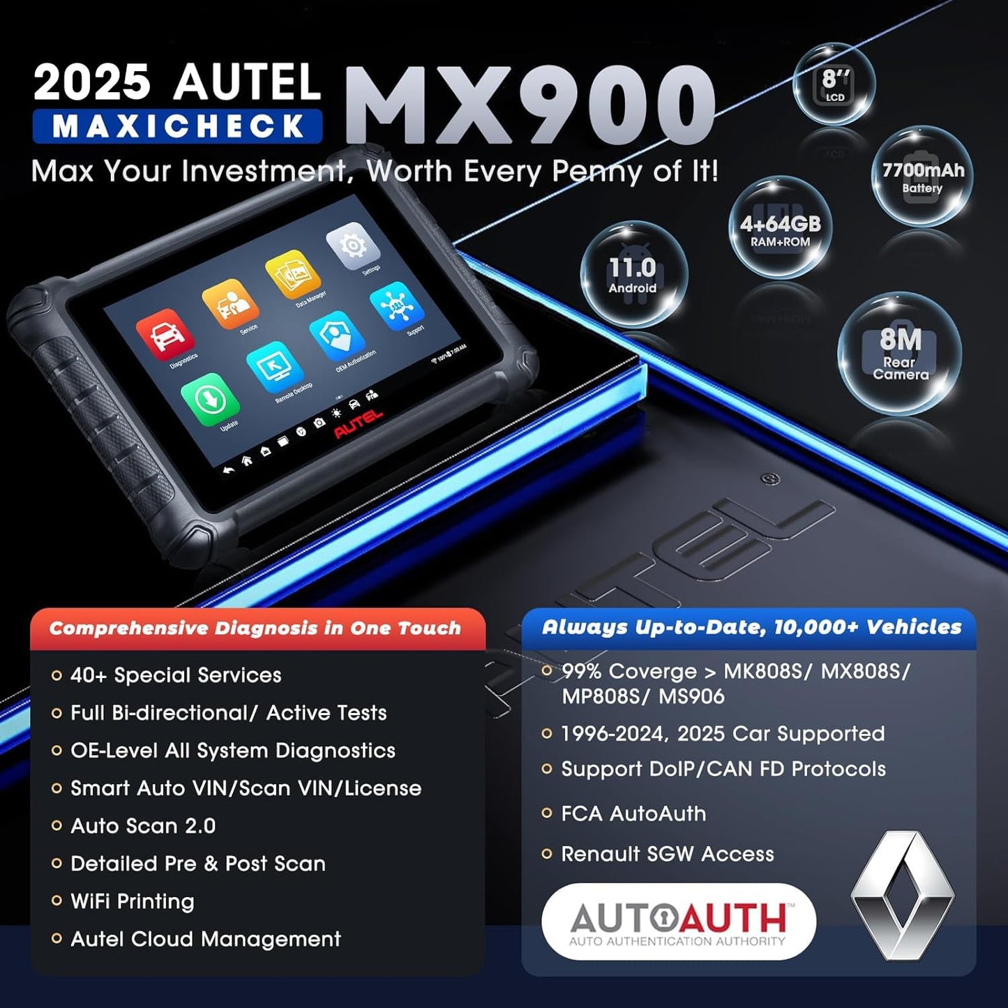 Autel MaxiCheck MX900 2025 Bidirectional Diagnostic Scan Tool