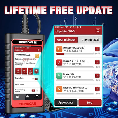 ThinkCar SD4 OBD2 Scanner – Engine, ABS, SRS & 28 Reset Functions