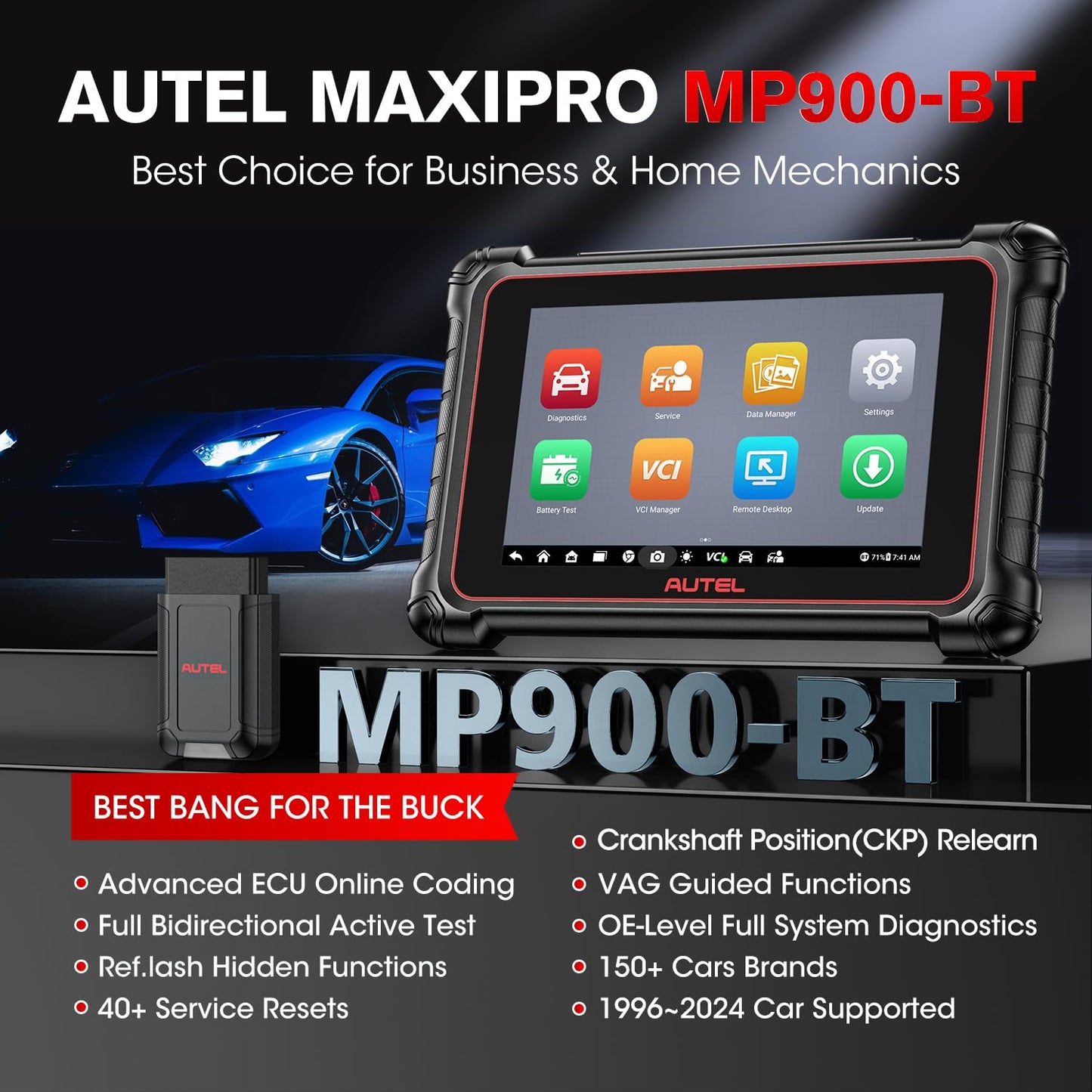 Autel MaxiPRO MP900-BT Scanner + MV108S | 2025 ECU Coding Tool