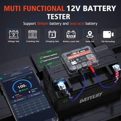 ANCEL BM200 12V Bluetooth Car Battery Tester with Cranking & Charging Test