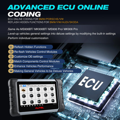 Autel MaxiPRO MP808S KIT (2025) – Bidirectional ECU Scan Tool with 30+ Services, OE-Level Diagnostics, 11 OBD1 Adapters & 2-Year Free Updates