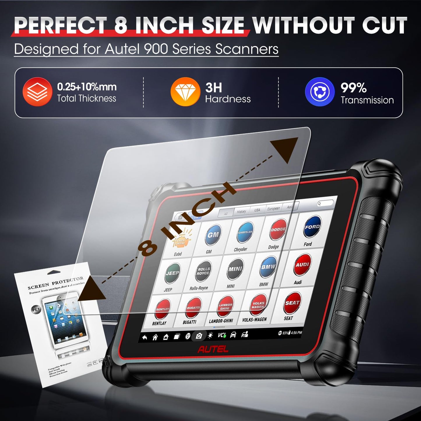 Autel 8" Screen Protector for MK900, MX900, MP900 Series