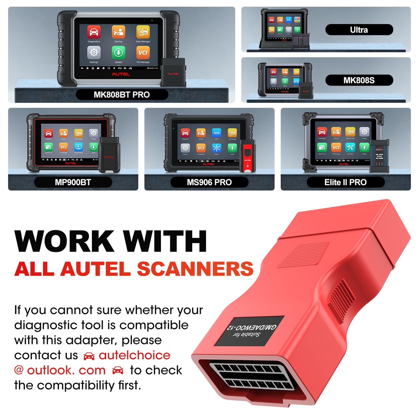 Autel 12-Pin to OBD2 Adapter for GM & Daewoo – OBD1 to OBDII