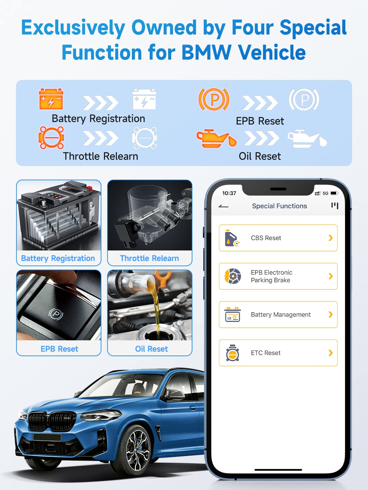 ANCEL BD300 Bluetooth OBD2 Scanner for BMW/MINI/Rolls-Royce – Full System & Battery Tool