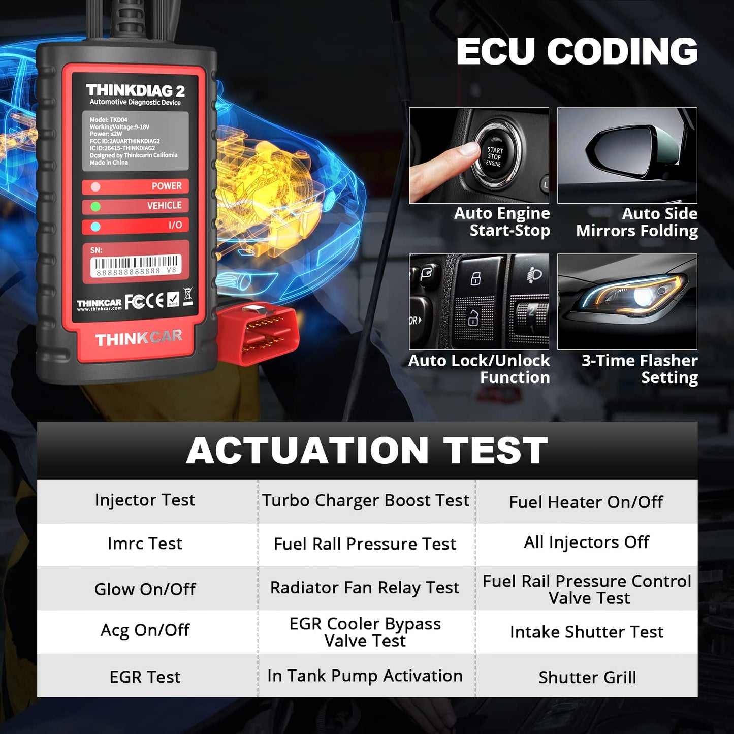 Thinkdiag2 OBD2 Scanner with ECU Coding & 15 Reset Functions