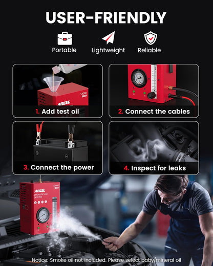 ANCEL S3000 PRO Automotive Smoke Leak Detector with Air Pump & Gauge