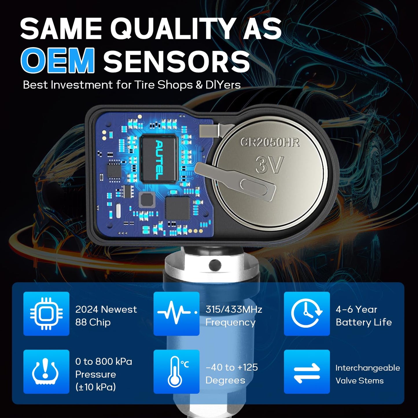 Autel MX Dual Frequency TPMS Sensor 315MHz + 433MHz (Set of 4)