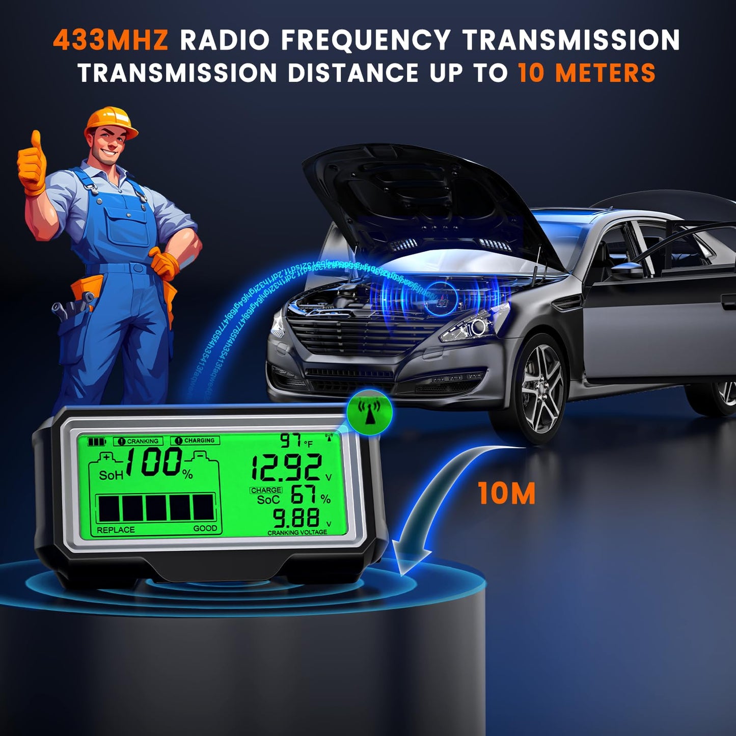 ANCEL BM200 PRO 12V Battery Monitor with RF & Solar Charging