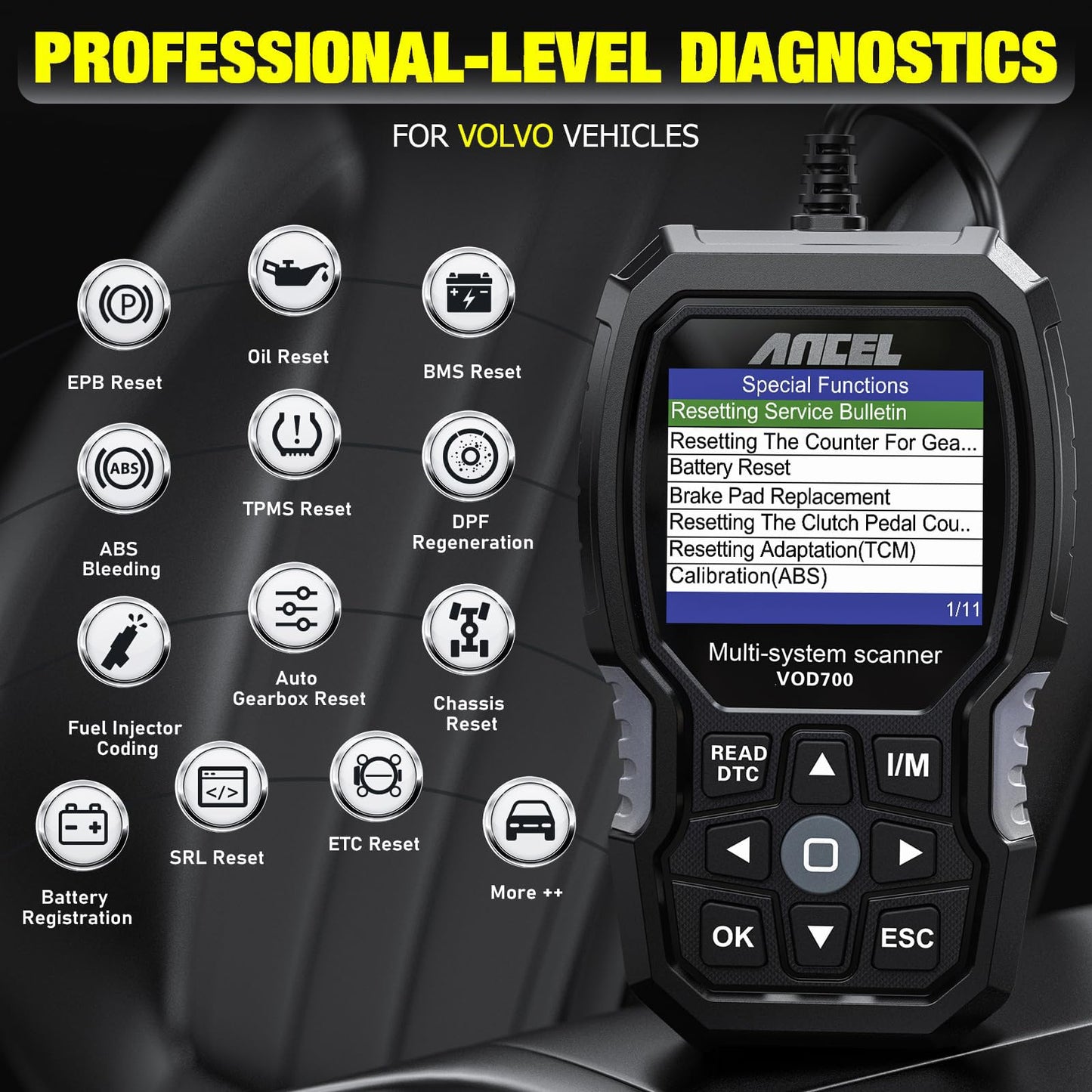 ANCEL VOD700 Volvo OBD2 Scanner Full System Diagnostic Tool