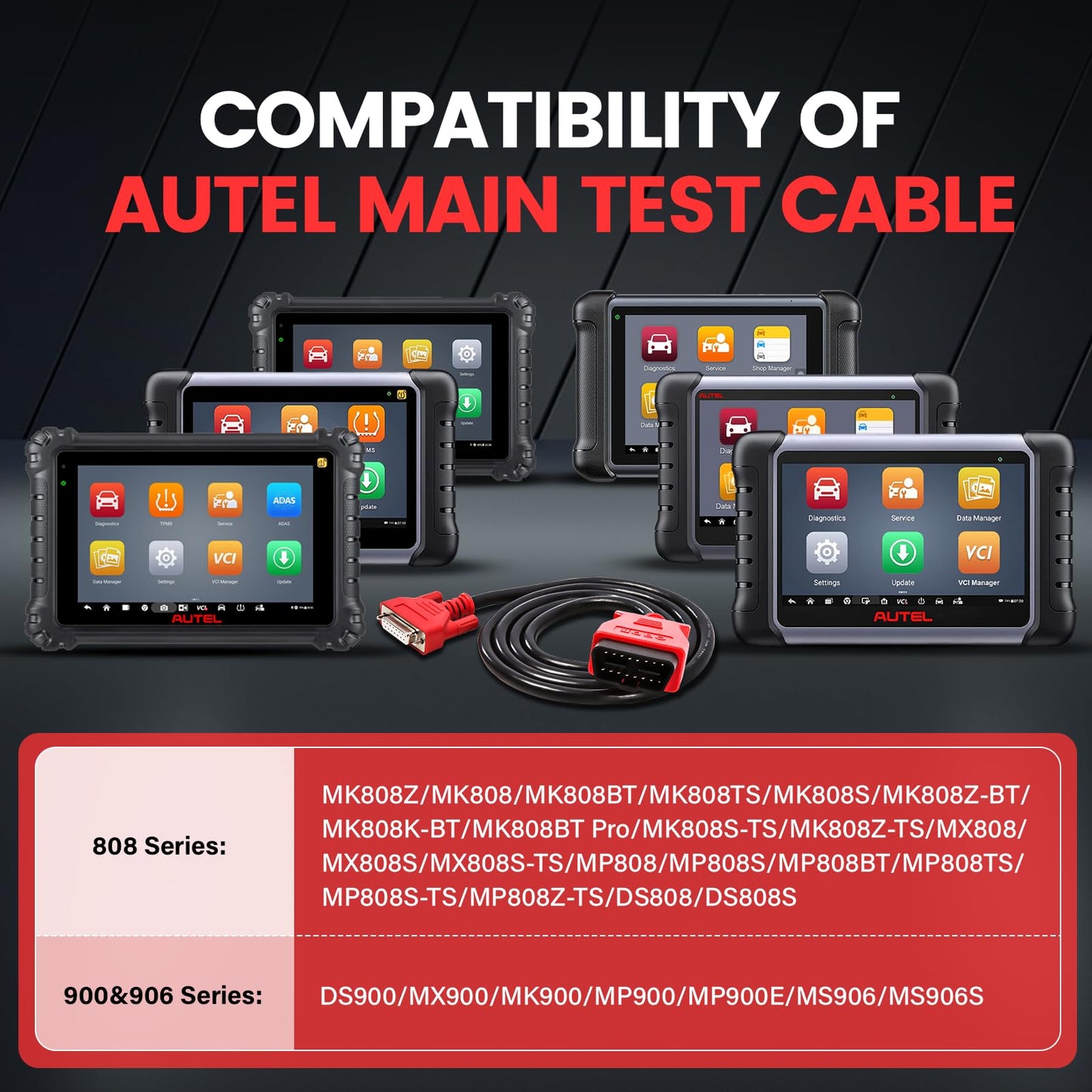 Autel Universal 16 Pin OBD2 Diagnostic Test Cable for MK808 Series