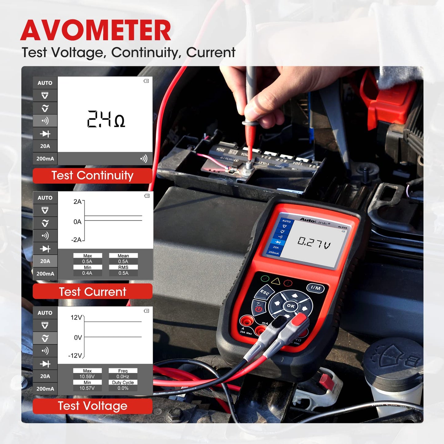 Autel AL539B OBD2 Scanner & Battery Tester 3-in-1 Tool
