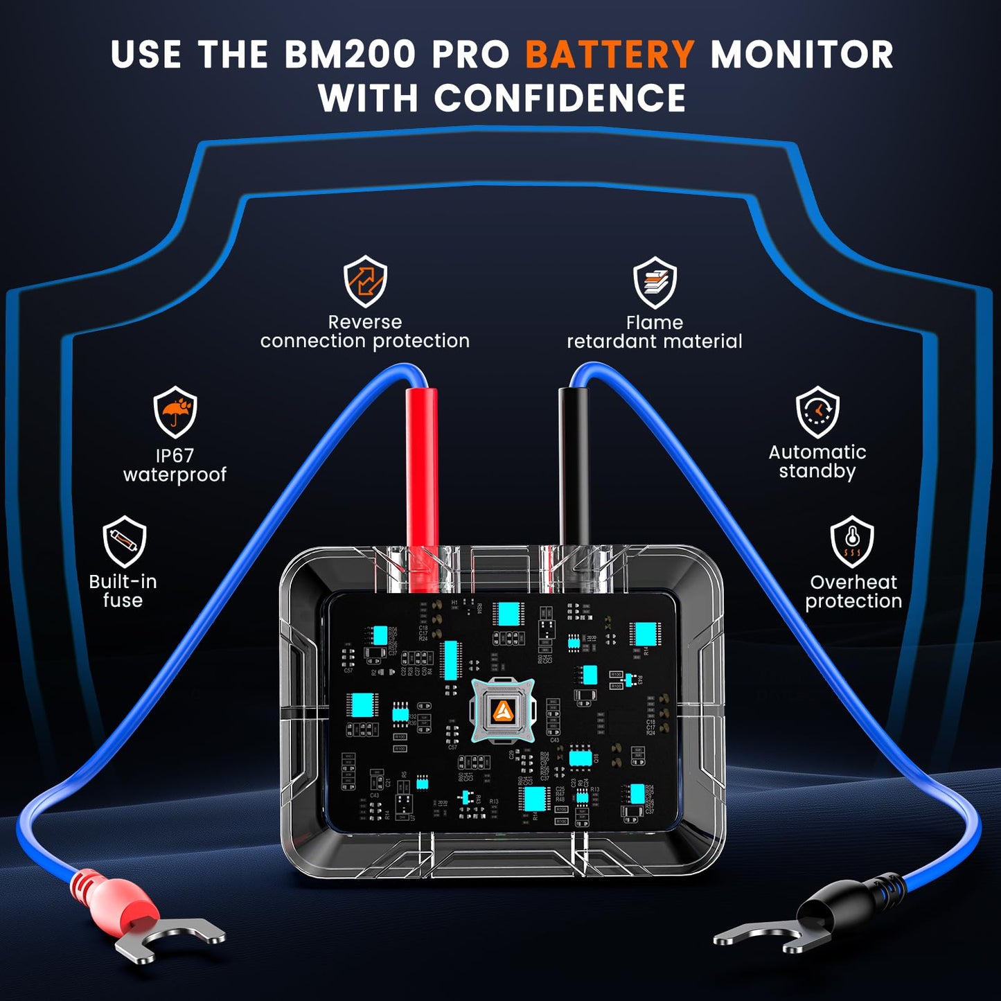ANCEL BM200 PRO 12V Battery Monitor with RF & Solar Charging