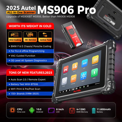 Autel MaxiSYS MS906 PRO Scanner 2025 – ECU Coding & 3000+ Tests