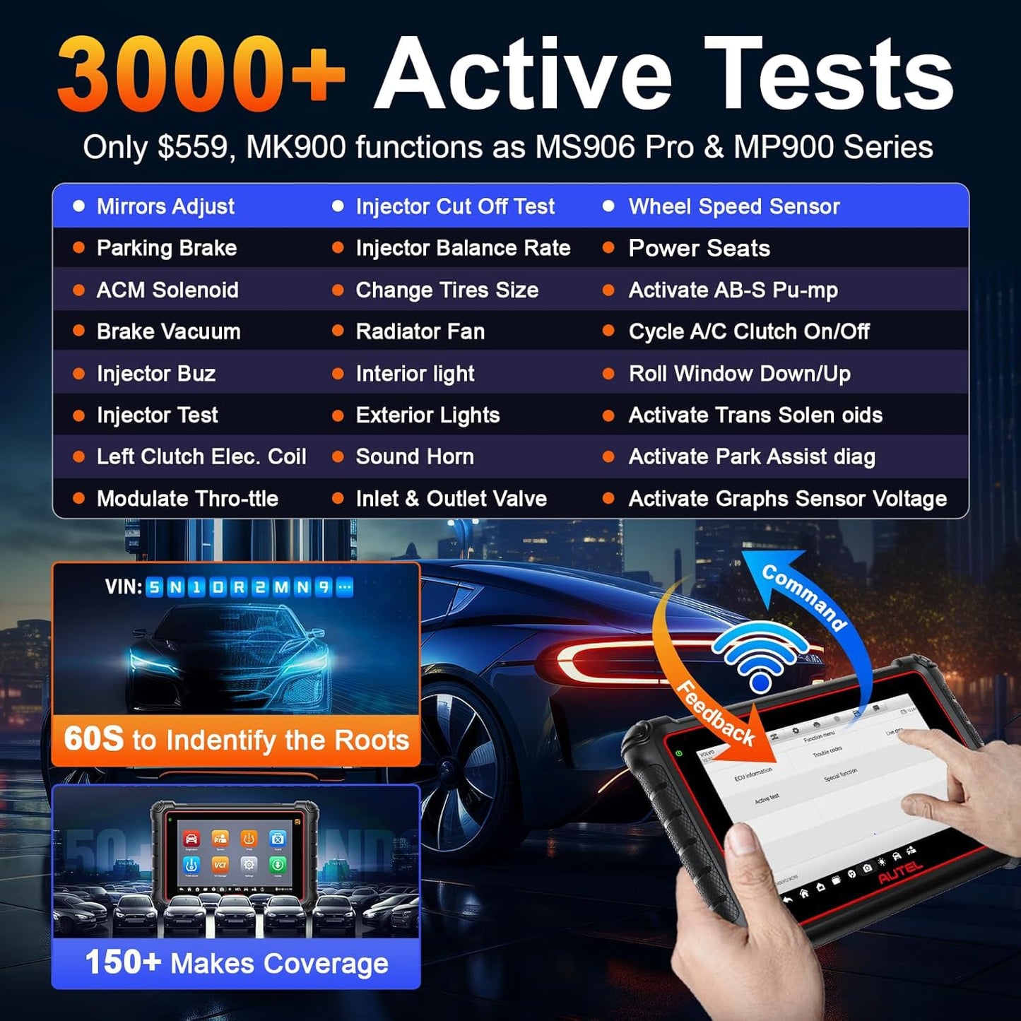 Autel MaxiCOM MK900 Scanner – ECU Coding, 3000+ Tests, 40+ Services