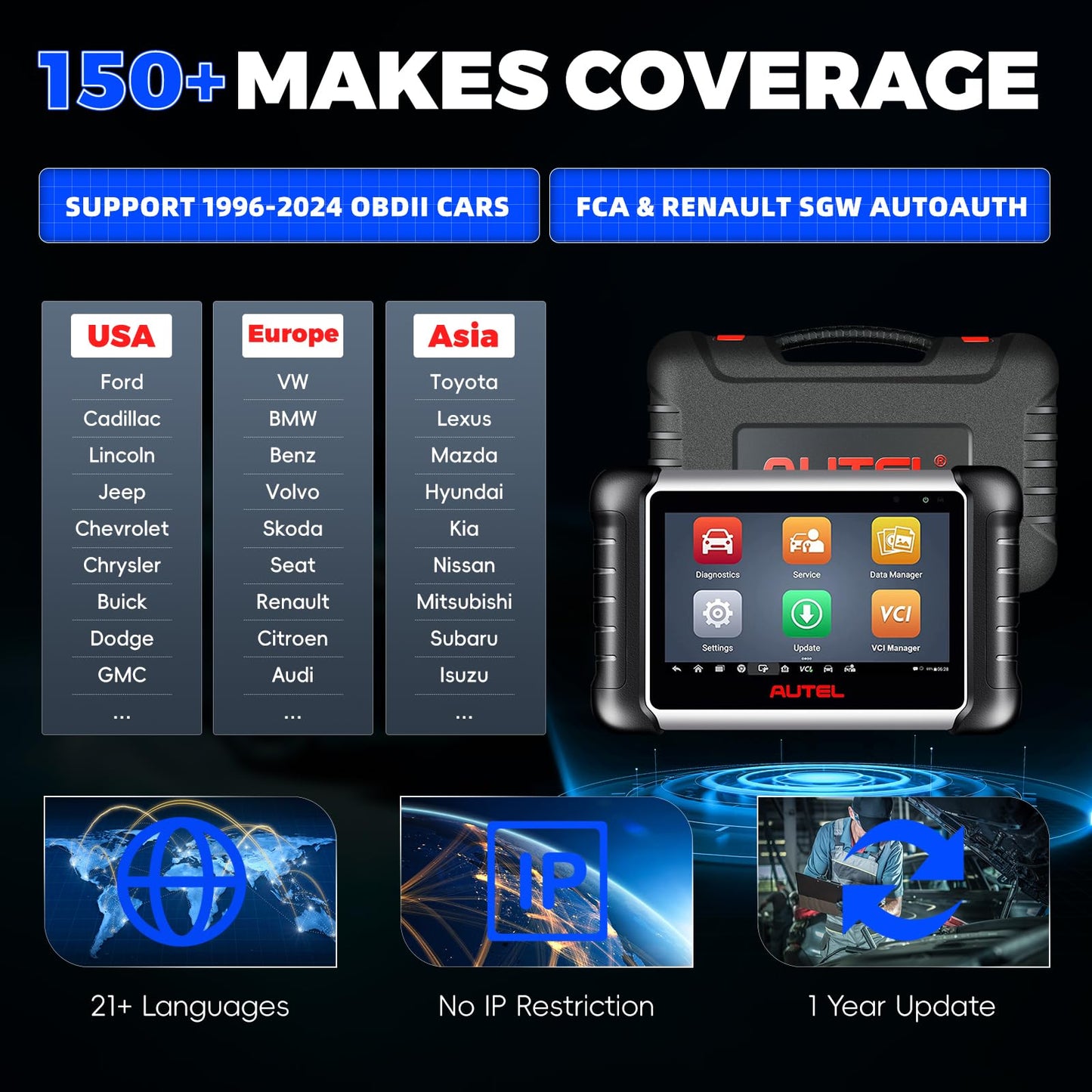 Autel MaxiCOM MK808Z Pro Scanner | Bi-Directional OBD2 Tool with 28+ Services