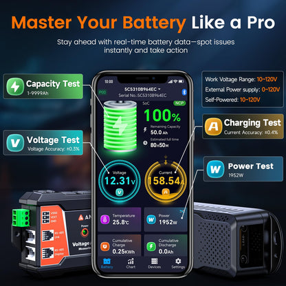 ANCEL BM1000 Bluetooth 400A Battery Monitor for RV, Marine & Solar Systems