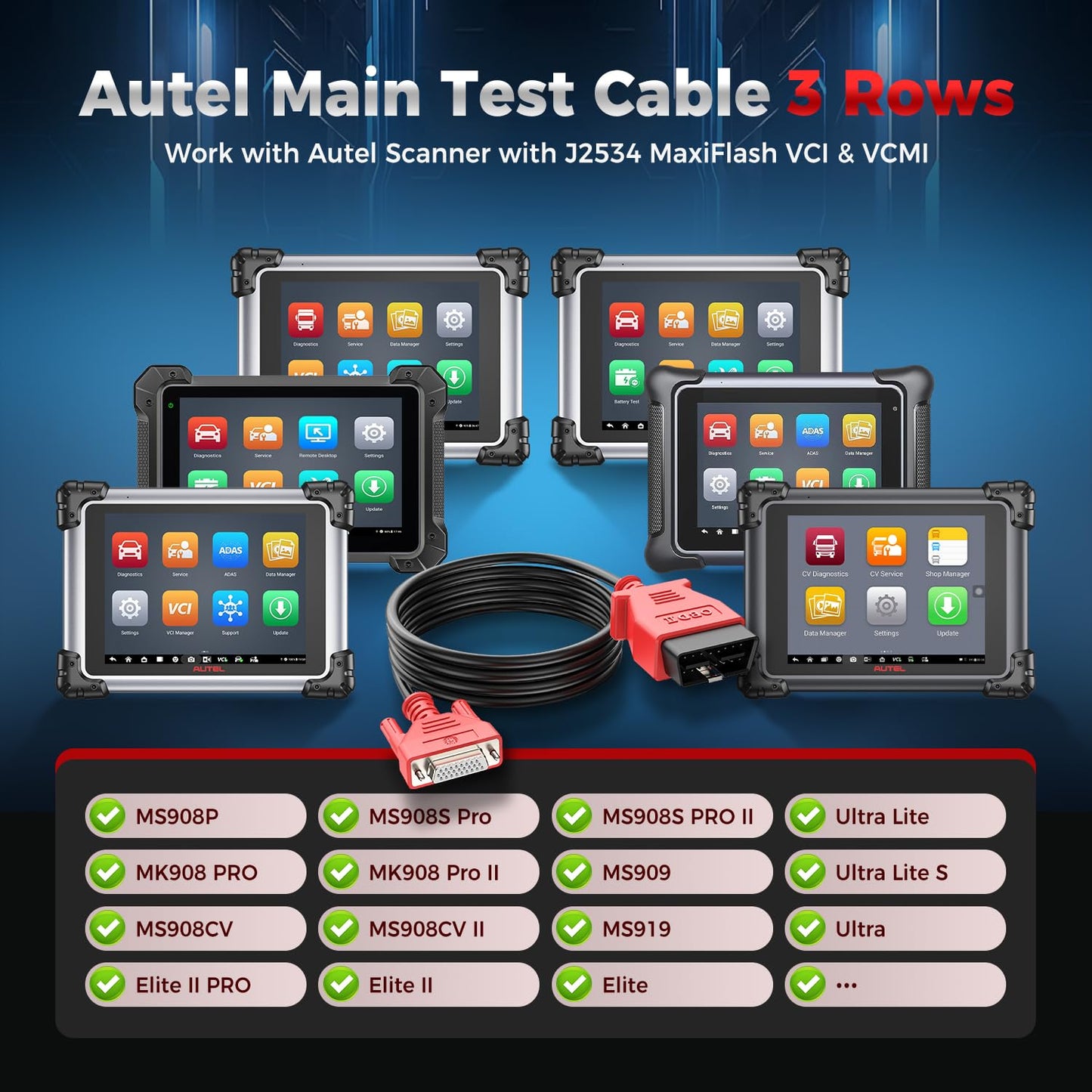 Autel 16-Pin OBD2 Main Cable for MaxiSys MS908 Series