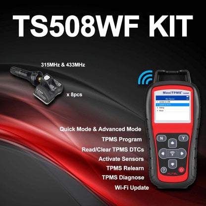 MaxiTPMS TS508WF TPMS Tool Kit + 8 MX Sensors | 2025 Version