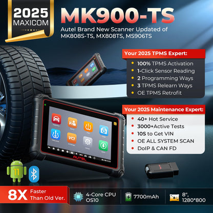 Autel MK900-TS TPMS Scanner – 2025 Bidirectional Tool