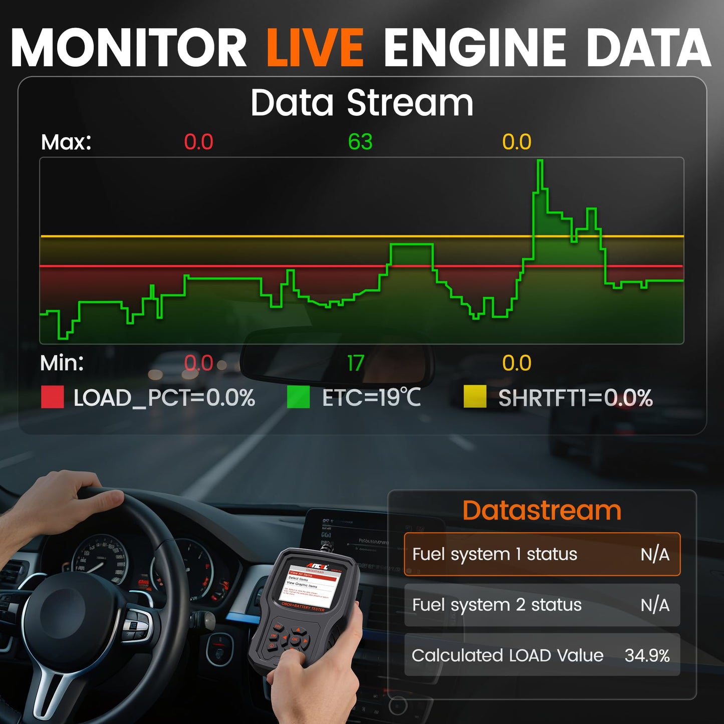 ANCEL AD530 PRO 2-in-1 OBD2 Scanner & Battery Tester for 1996+ Cars