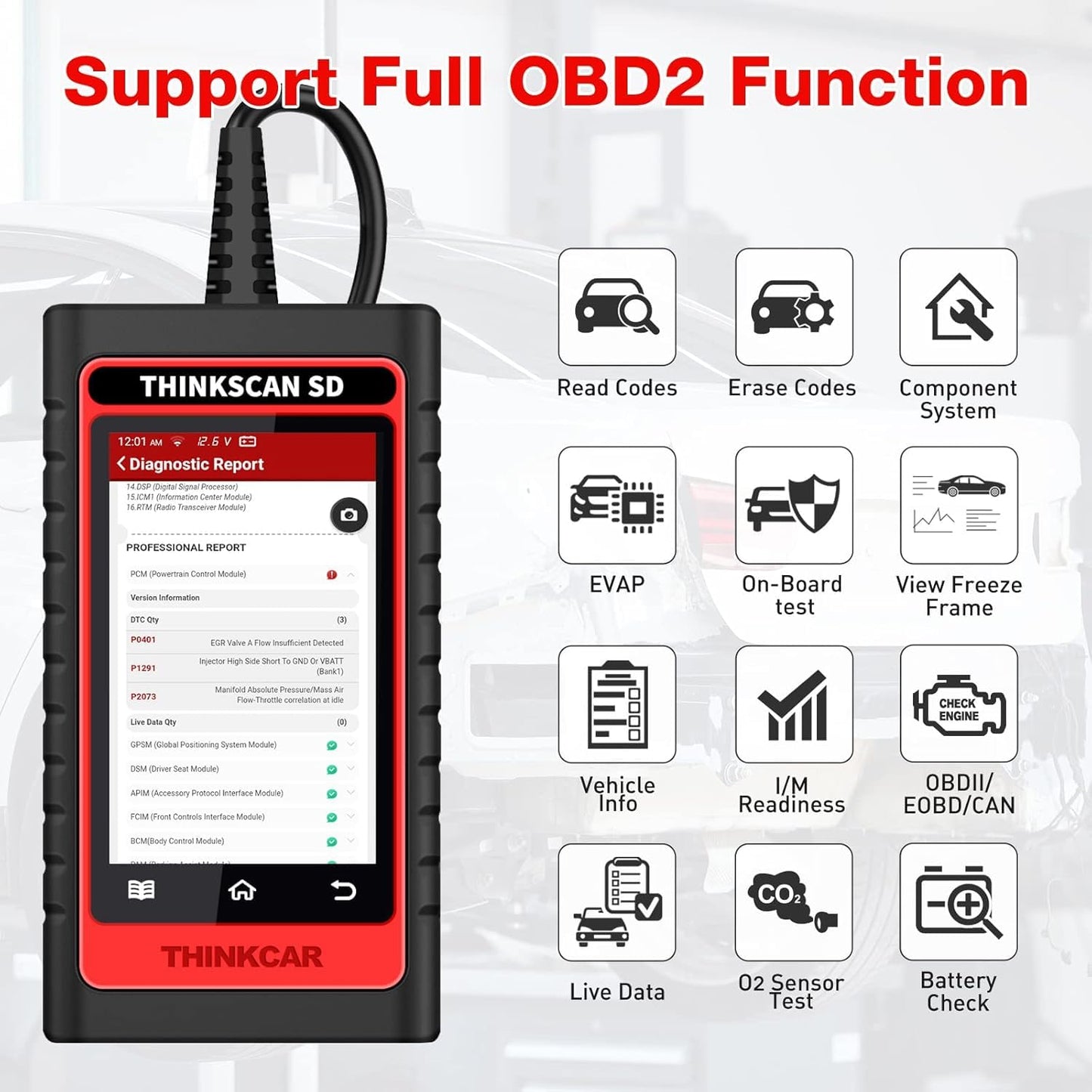 ThinkCar SD4 OBD2 Scanner – Engine, ABS, SRS & 28 Reset Functions