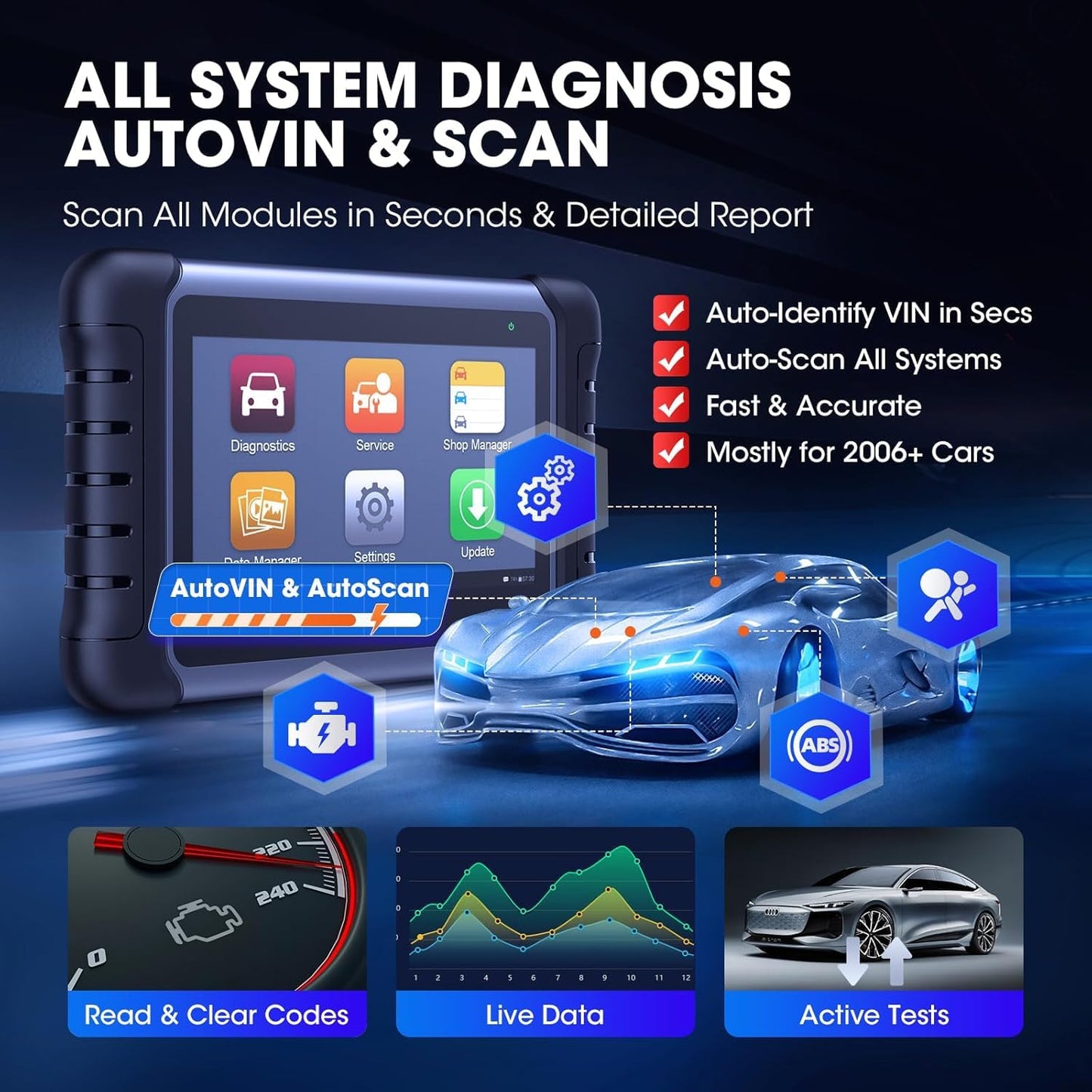 Autel MaxiCOM MK808S – 2025 Bidirectional Scanner with 28+ Services, Active Tests & All System Diagnostics