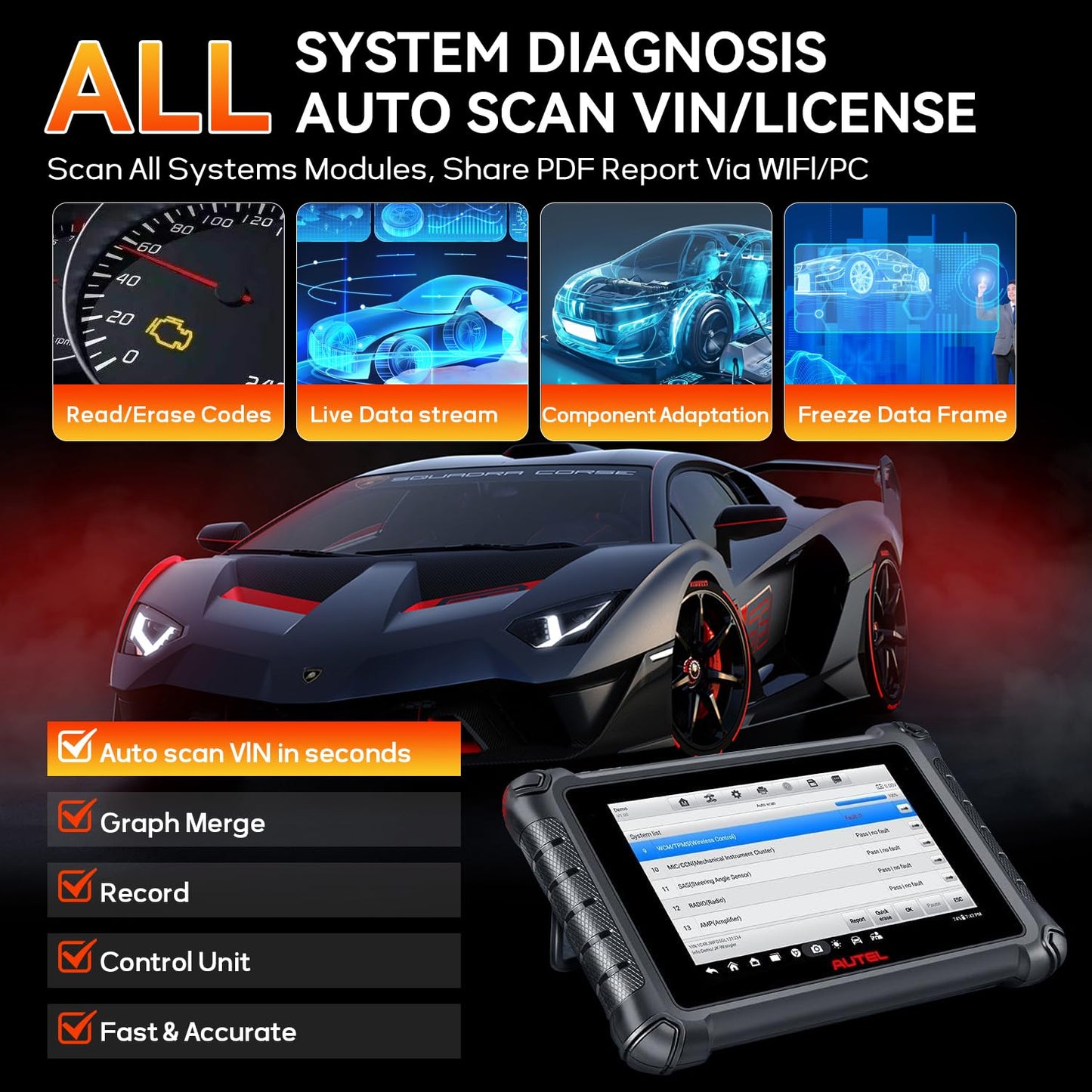 Autel MaxiCheck MX900 2025 OBD2 Scanner – 3000+ Active Tests & 40+ Services