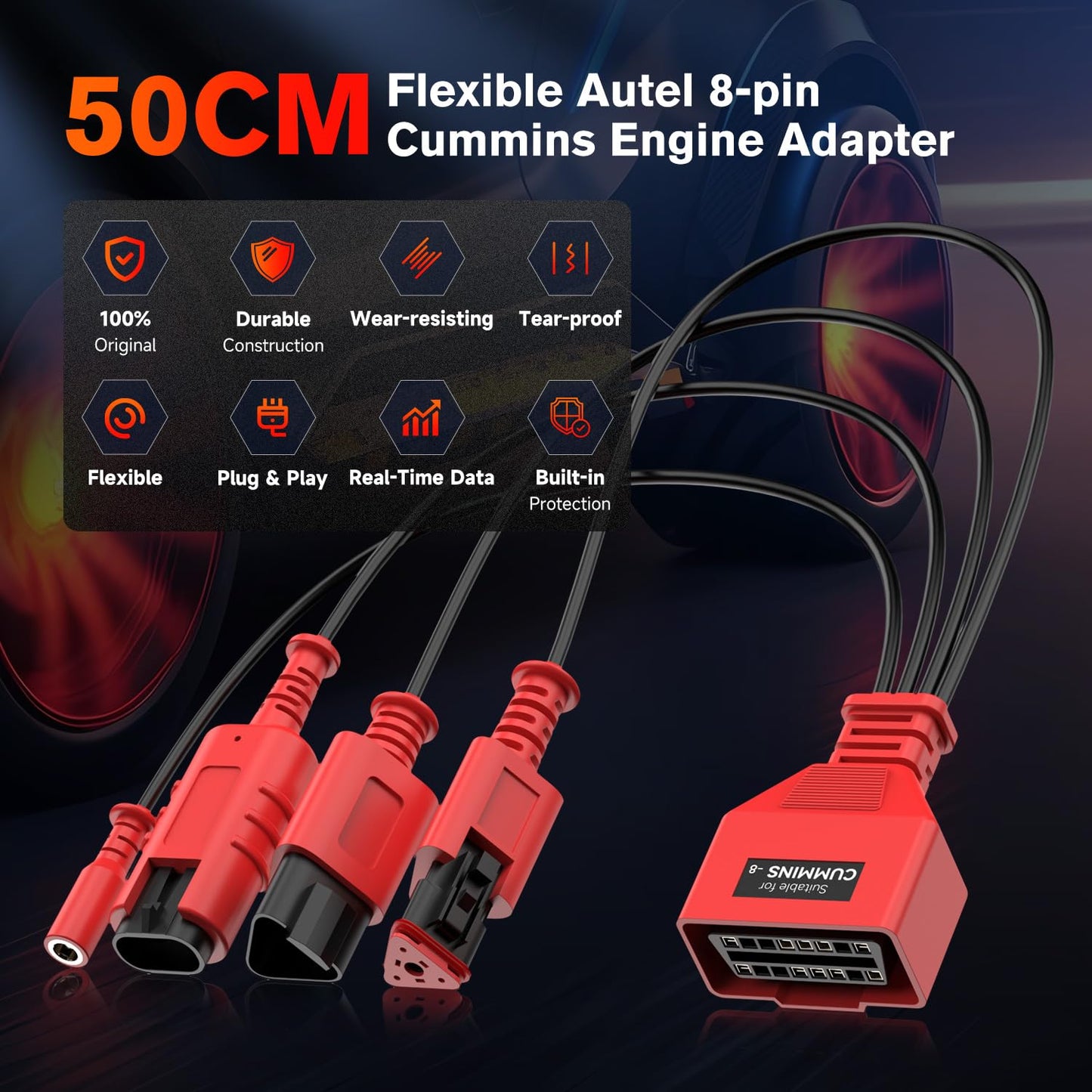 Autel Cummins 8-PIN Adapter for MaxiSYS CV Truck Scanners