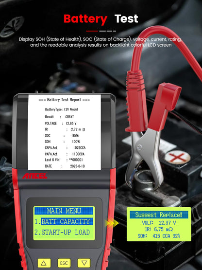 ANCEL BST500 12V/24V Car Battery Tester with Printer & Analyzer