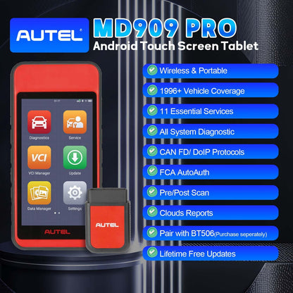 Autel MaxiDiag MD909 PRO Scanner – Full-System Wireless OBD2 Diagnostic Tool