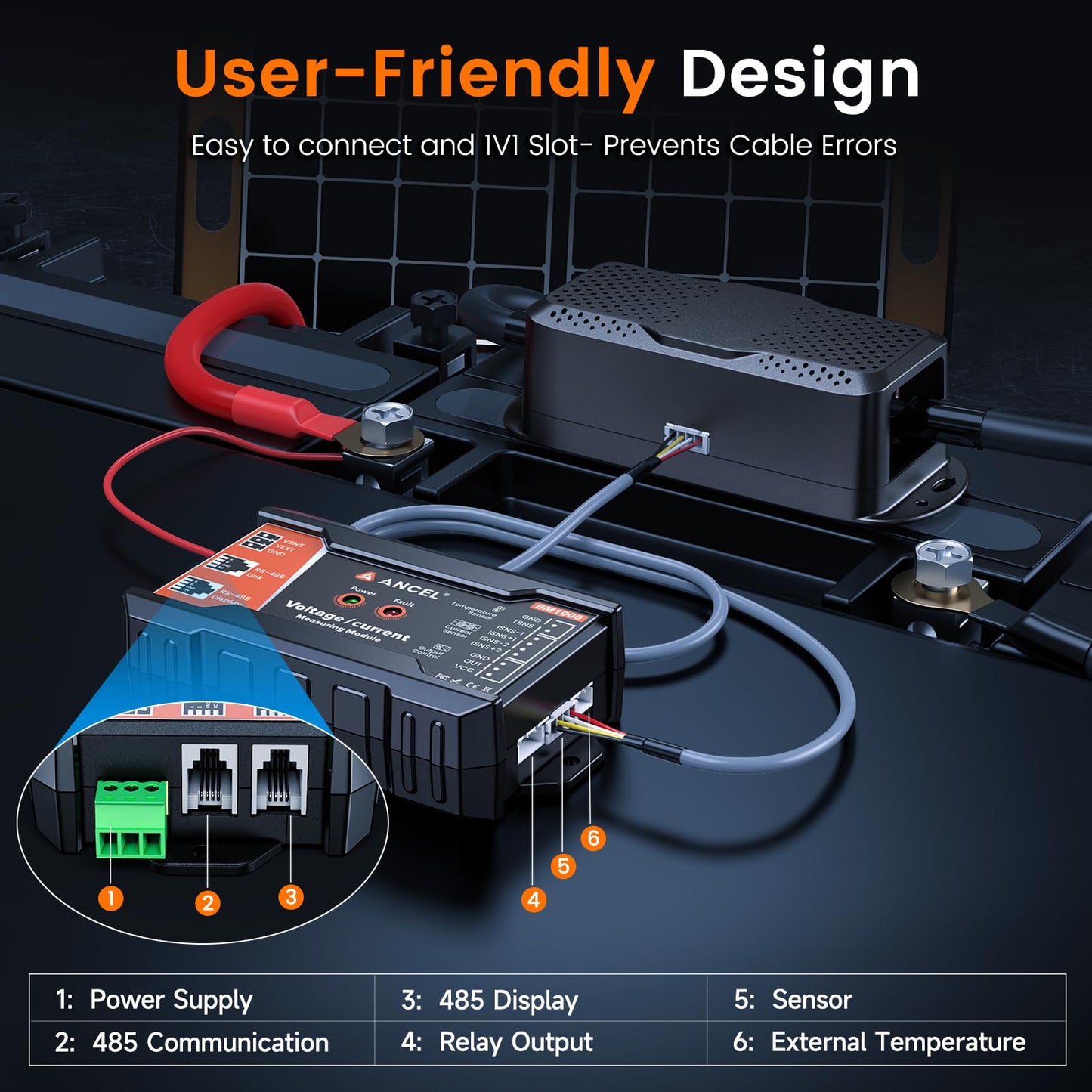 ANCEL BM1000 Bluetooth 400A Battery Monitor for RV, Marine & Solar Systems