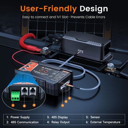 ANCEL BM1000 Bluetooth 400A Battery Monitor for RV, Marine & Solar Systems