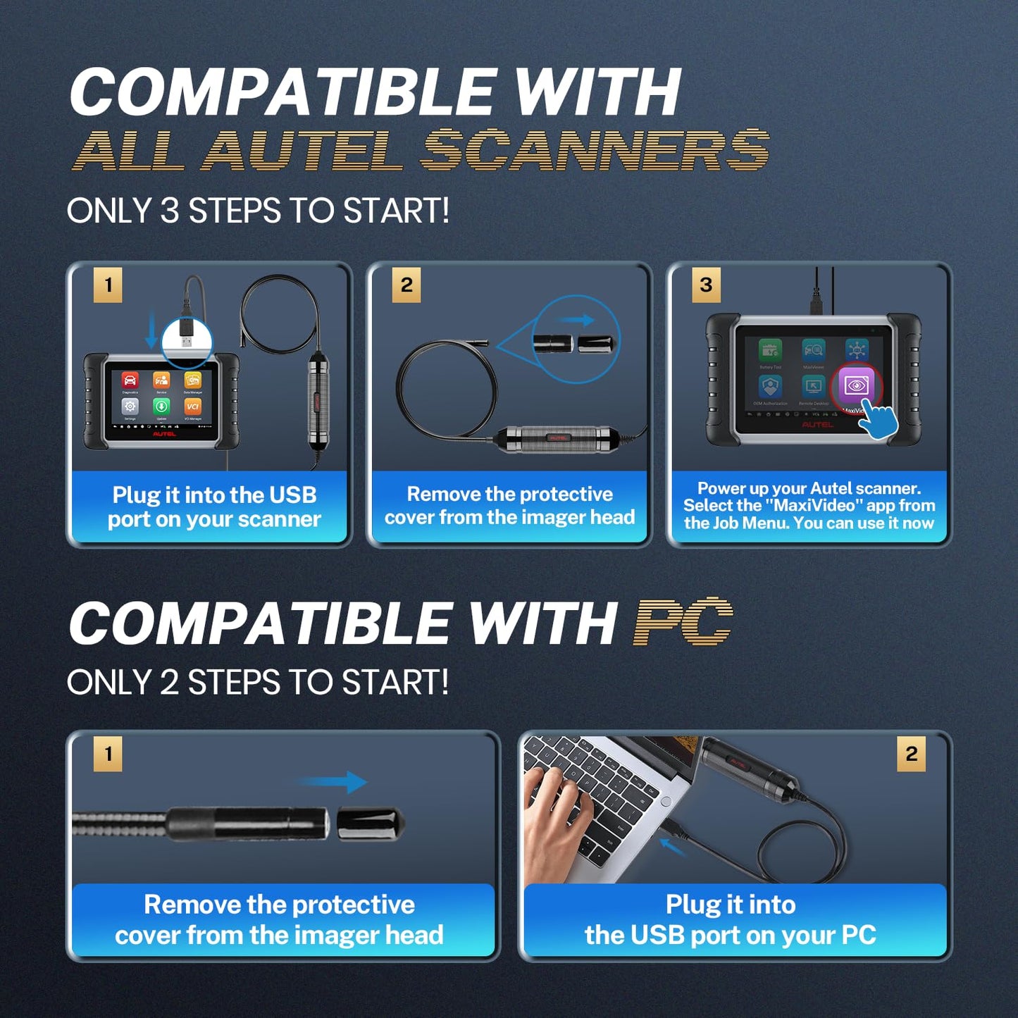 Autel MaxiVideo MV108S HD Inspection Camera – 8.5mm Endoscope 1920P