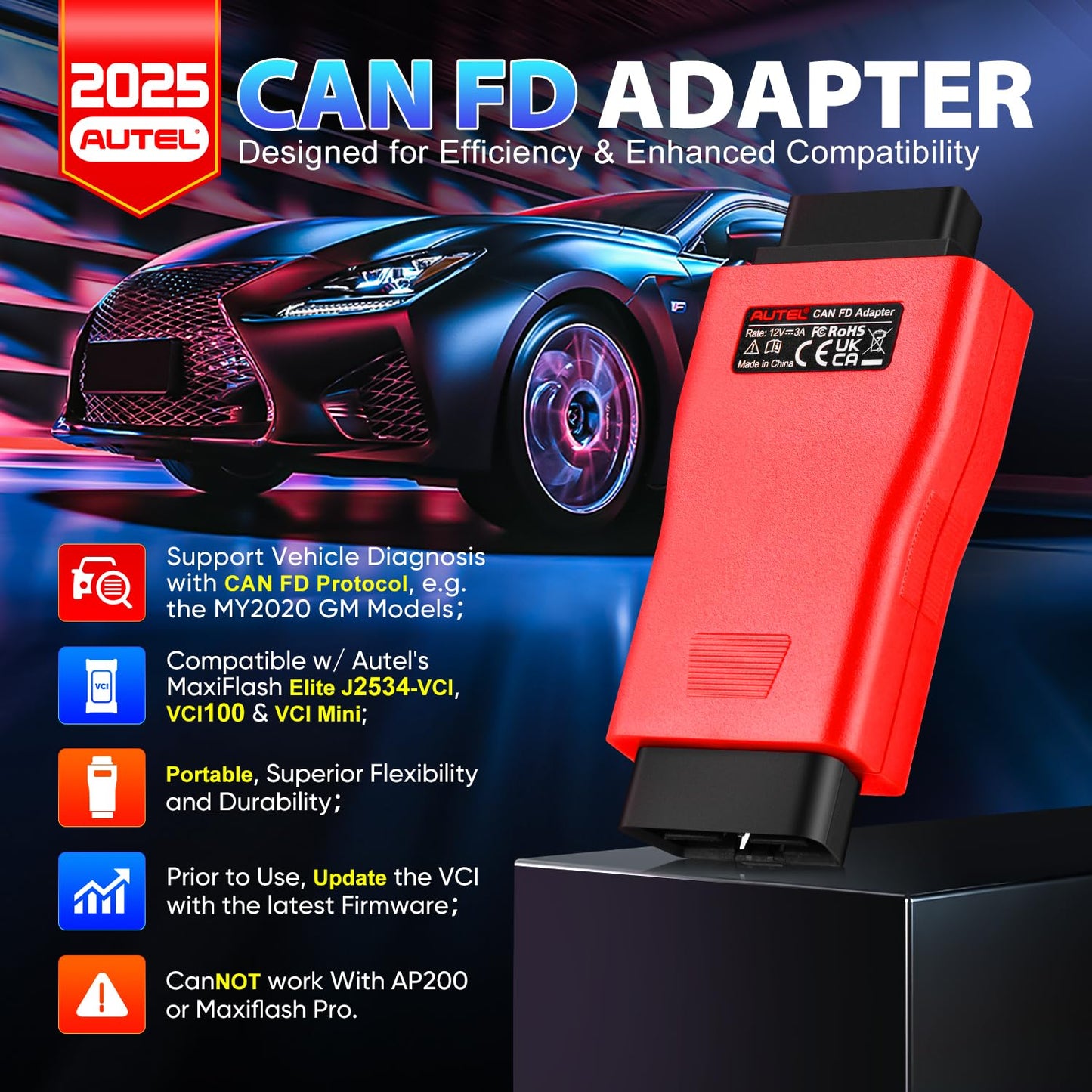 Autel CAN FD Adapter 2025 for MK808S, MS906, MK908, MX808